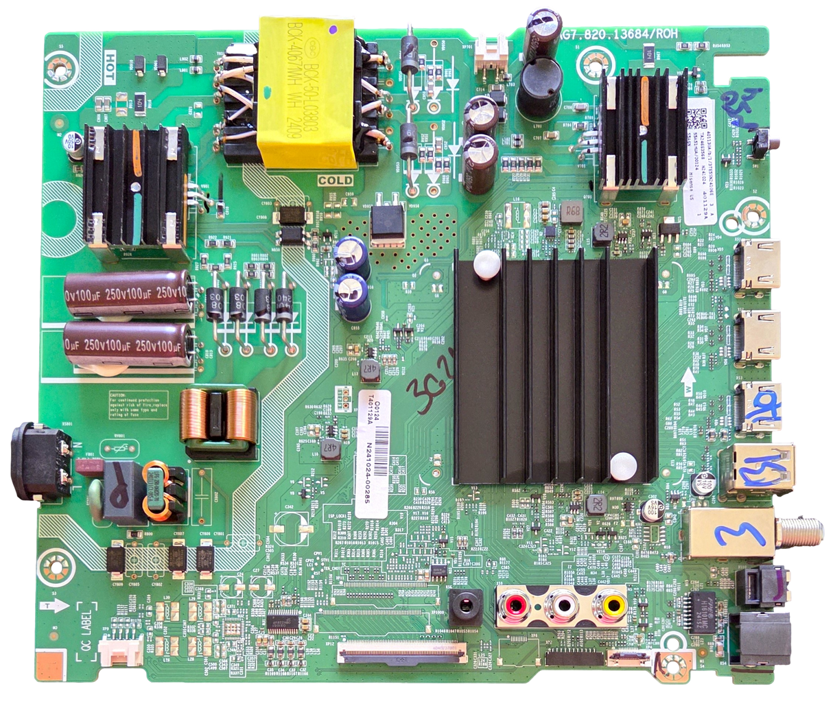 401130 Hisense Main Board, 401129, RSAG7.820.13684/ROH, 55A51HUA, 401130, 55A6N