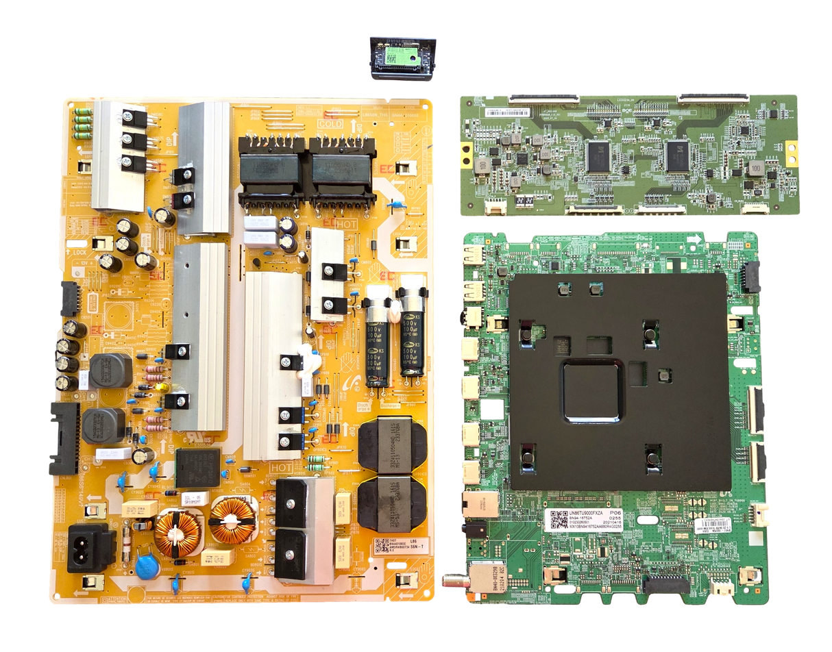 UN86TU9000FXZA Samsung TV Repair Parts Kit, BN94-16752A Main Board, BN44-01065E Power Supply, BN96-52578A T-Con, BN59-01342A Wifi, UN86TU9000FXZA BA01, UN86TU9000FXZA