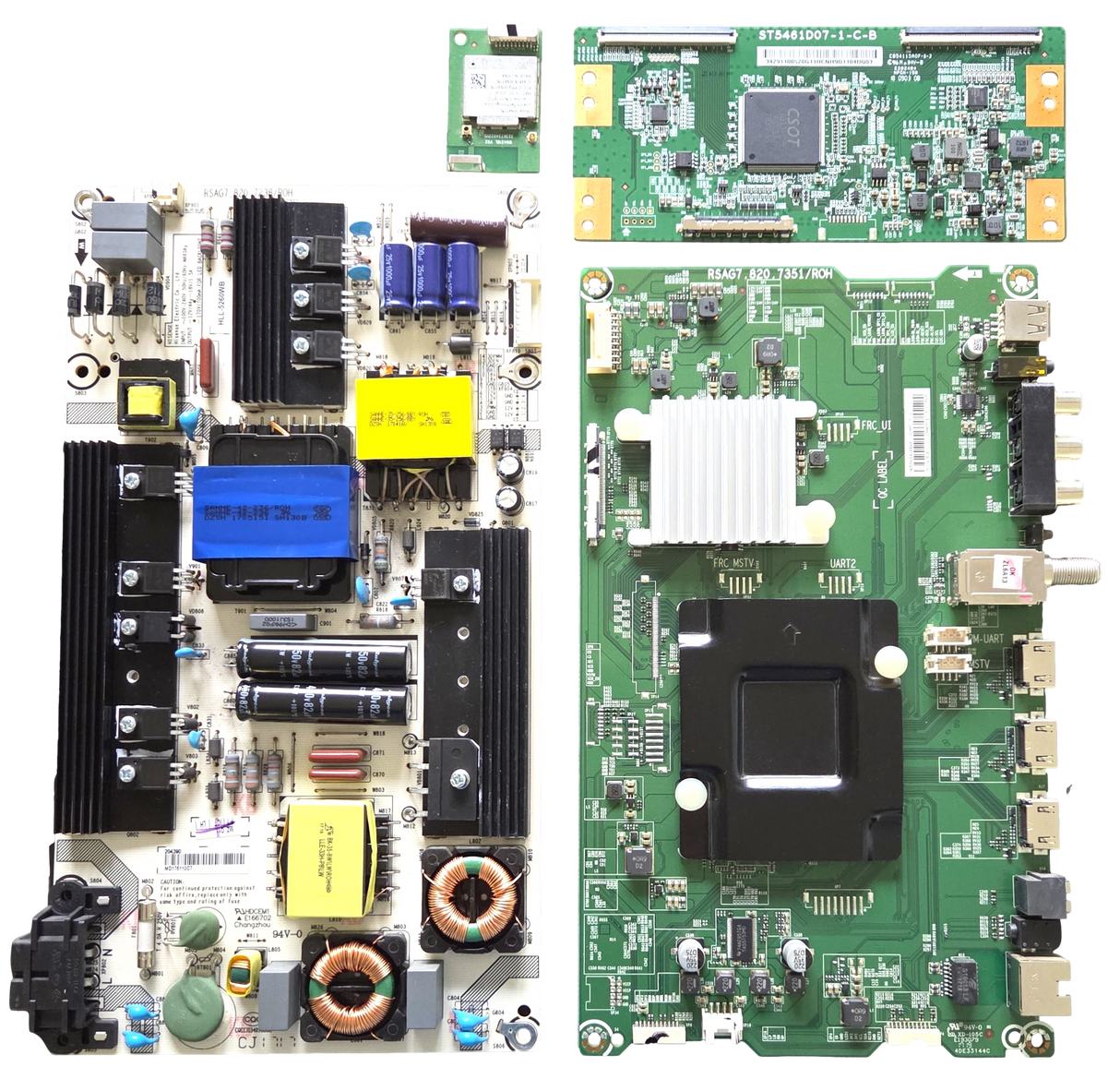 LC-55LBU591U Sharp TV Repair Parts Kit, 216995 Main Board, 204390 Power Supply, ST546D07-1-C-B T-Con, 1174572 Wifi, LC-55LBU591U VER 2, LC-55LBU591U