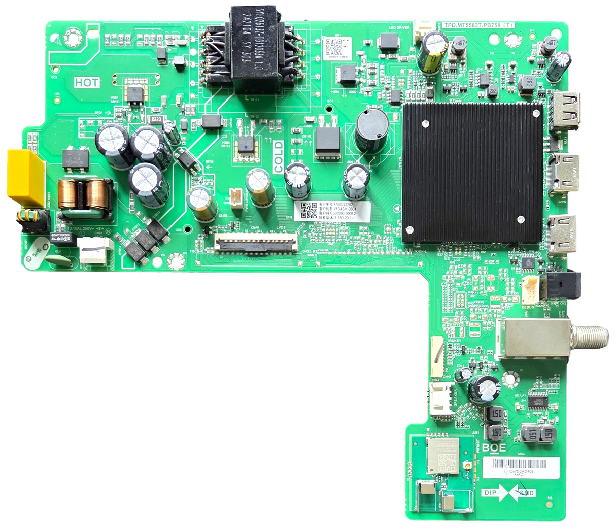 60000-00012 Vizio Main Board, TPD.MT5583T.PB758, VFD43M-0804