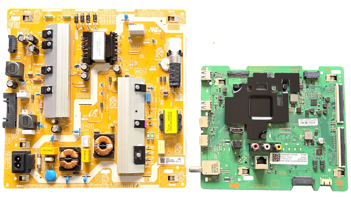 QN55Q60TAFXZA Samsung TV Repair Parts Kit, BN94-15232E Main Board, BN44-01058A Power Supply, QN55Q60TAFXZA FB01, QN55Q6DTAFXZA FB01, QN55Q60TAFXZA
