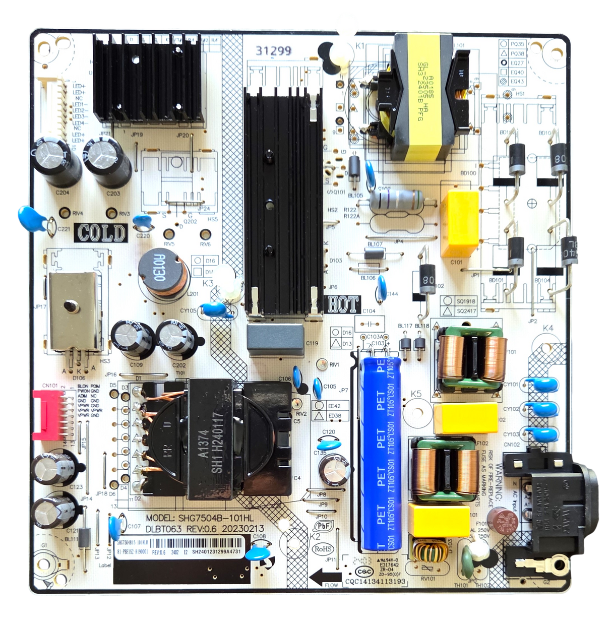 81-PBE152-H190001 Philips Power Supply, SHG7504B-101HL, SHG7504B15-101HLB, 65PUL7973/F7