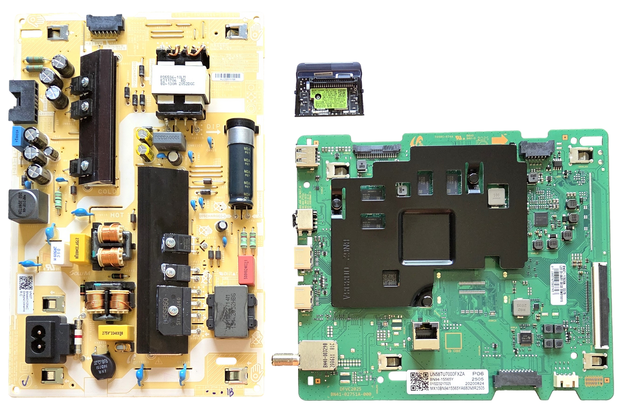 UN58TU7000FXZA Samsung TV Repair Parts Kit, BN94-15565Y Main Board, BN44-01054C Power Supply, BN59-01341B Wifi, UN58TU7000FXZA XA03, XC04, UN58TU7000FXZA