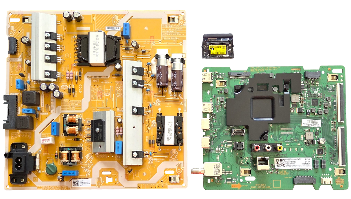 UN55TU8300FXZA Samsung TV Repair Parts Kit, BN94-15778Q Main Board, BN44-00932B Power Supply, BN59-01342A Wifi, UN55TU8300FXZA FA01, UN55TU8300FXZA