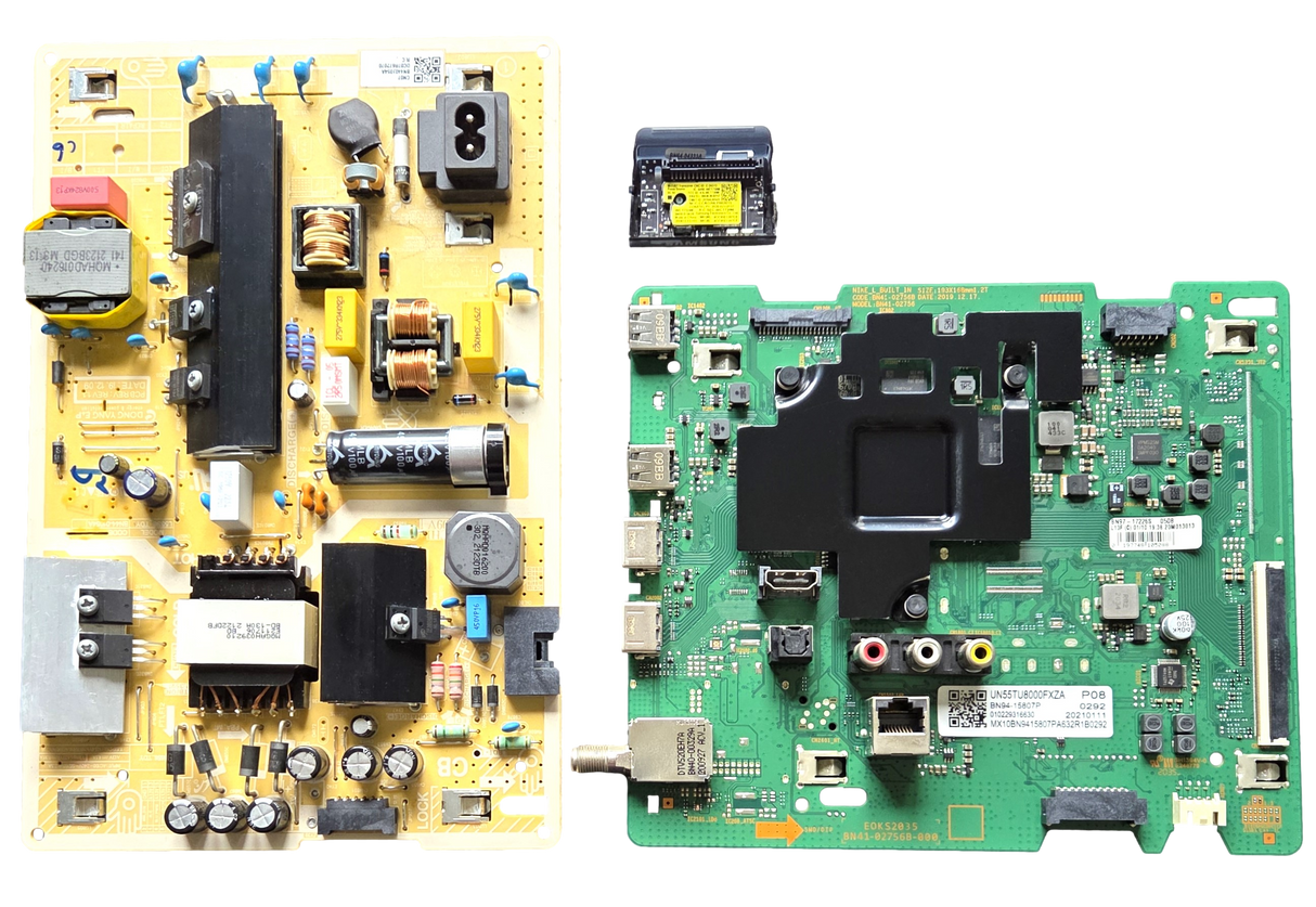 UN55TU8000FXZA Samsung TV Repair Parts Kit, BN94-15807P Main Board, BN44-01054A Power Supply, BN59-01342A Wifi, UN55TU8000FXZA FG05, UN55TU8000FXZA