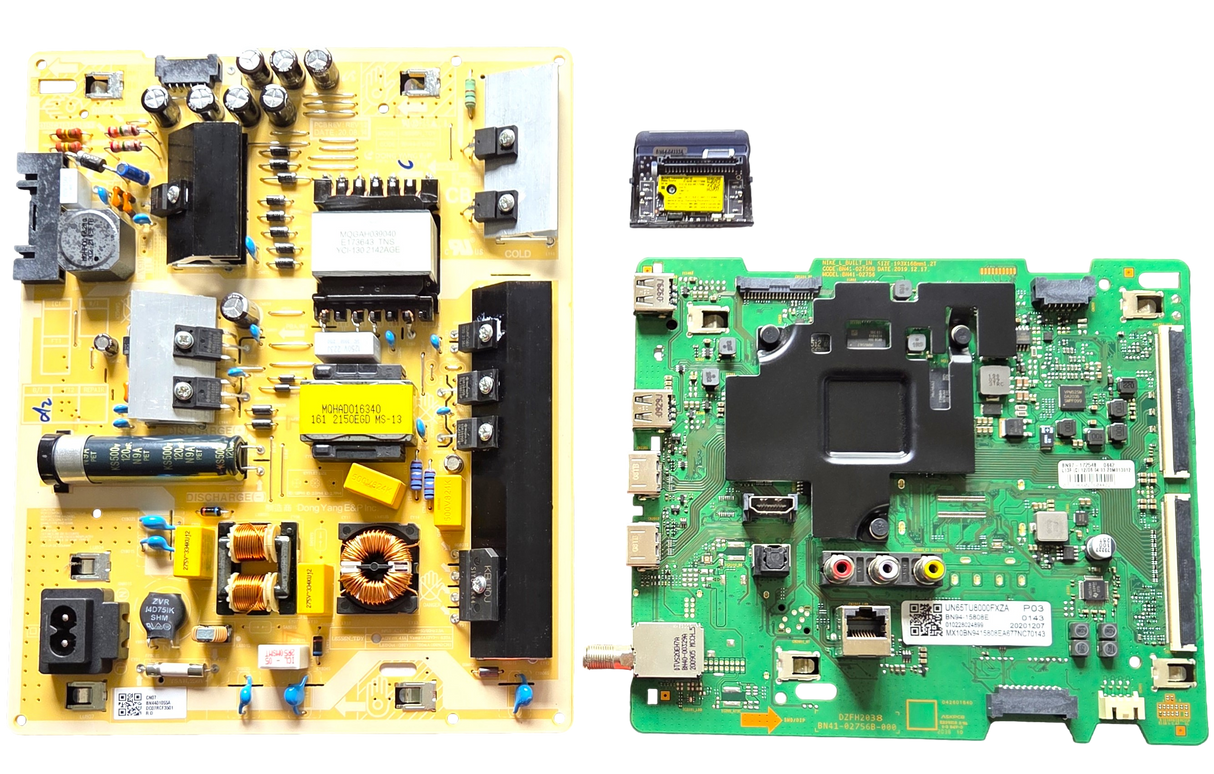UN65TU8000FXZA Samsung TV Repair Parts Kit, BN94-15808E Main Board, BN44-01055A Power Supply, BN59-01342A Wifi, UN65TU8000FXZA FA02, UN65TU8000FXZA