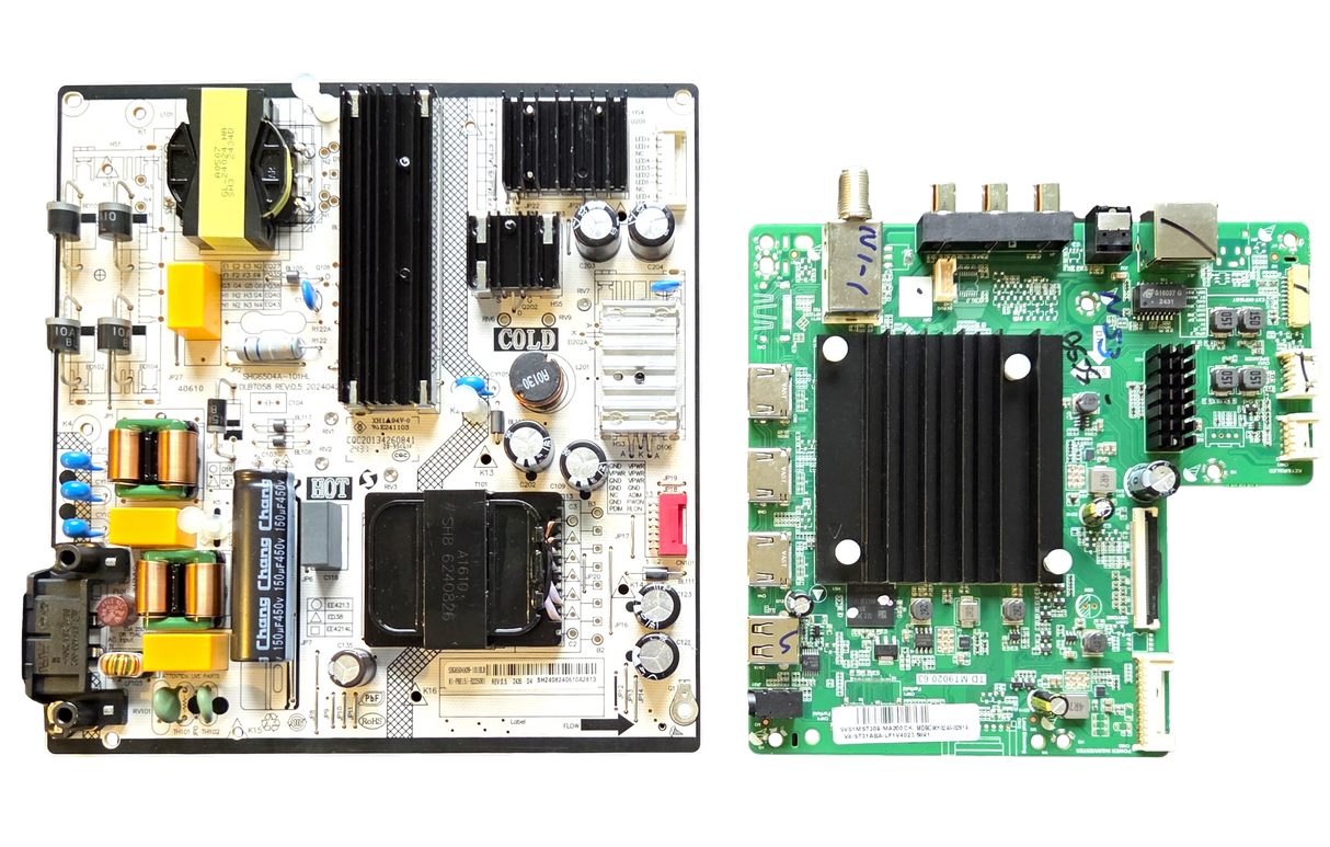 NS-70F501NA25 Insignia TV Repair Parts Kit, SVS1MST309-MA200CK Main Board, 81-PBE151-H225001 Power Supply, Rev B, NS-70F501NA25, NS-75F501NA25