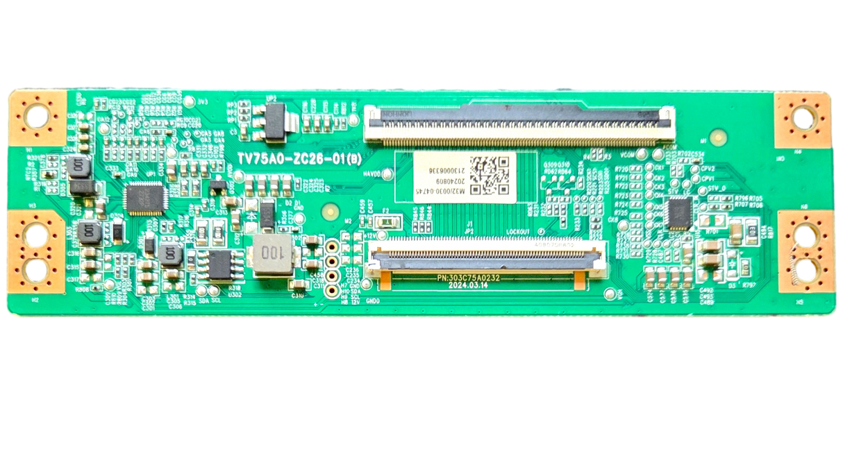 513C75A0M32 Onn T-Con Board, TV75A0-ZC26-01(B), 100012587
