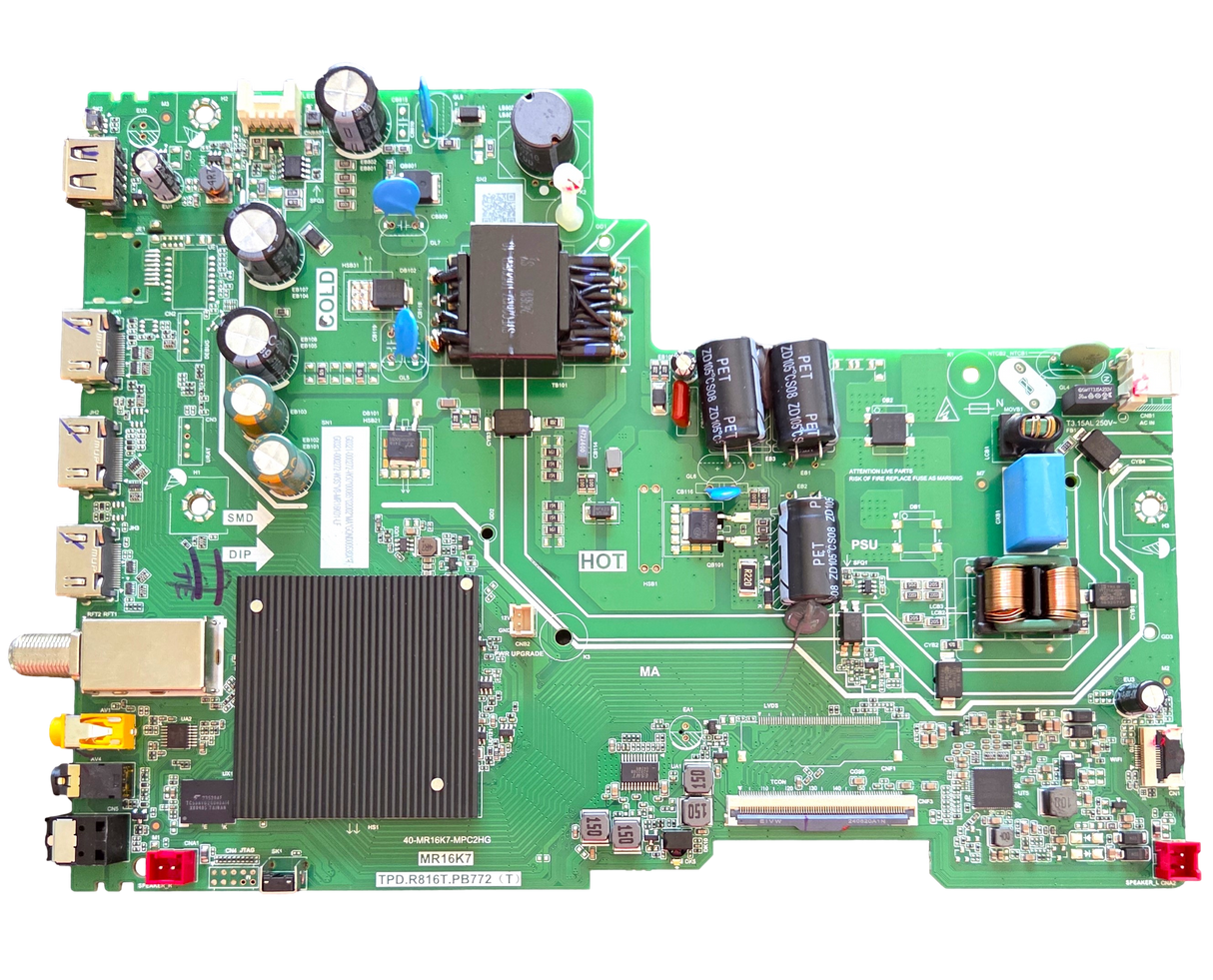 G0321-000272 TCL Main Board, G0321-000272-W30, TPD.R816T.PB772 (T), 40-MR16K7-MPC2HG, 43S310R