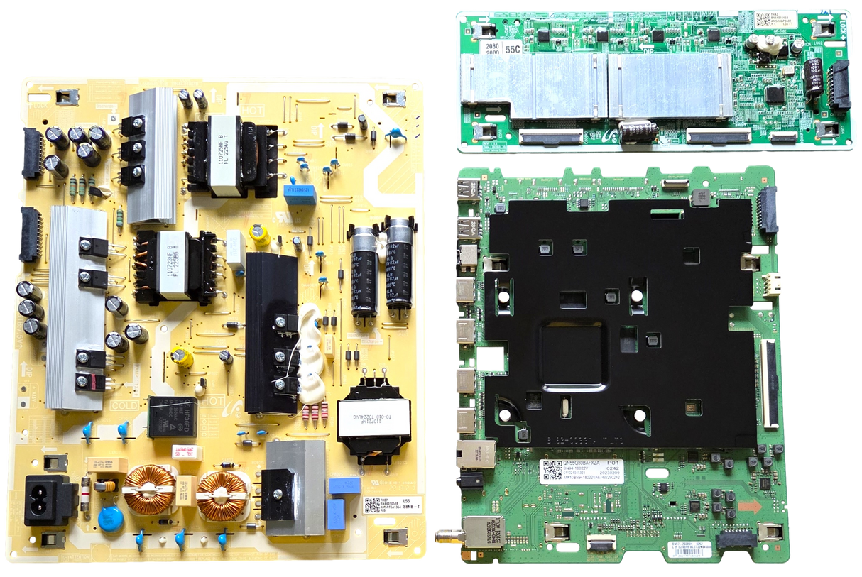 QN55Q80BAFXZA Samsung TV Repair Parts Kit, BN94-18022V Main Board, BN44-01051B Power Supply, BN44-01046B LED Driver, QN55Q80BAFXZA BA04, QN55Q80BAFXZA