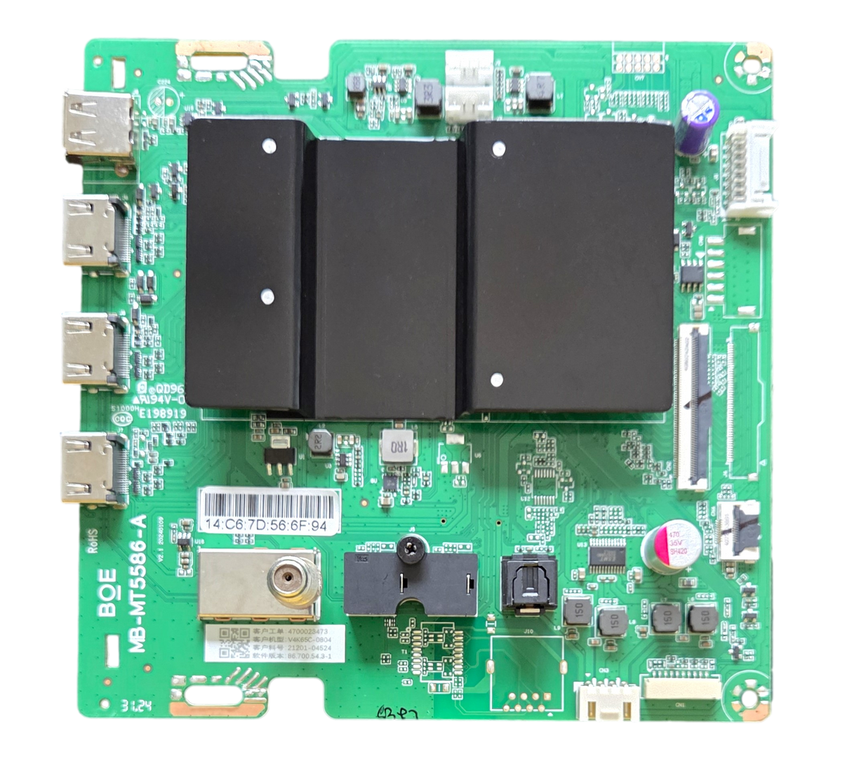 21201-04524 Vizio Main Board, MB-MT5586-A, LBVFU7JA4604008, V4K65C-0804