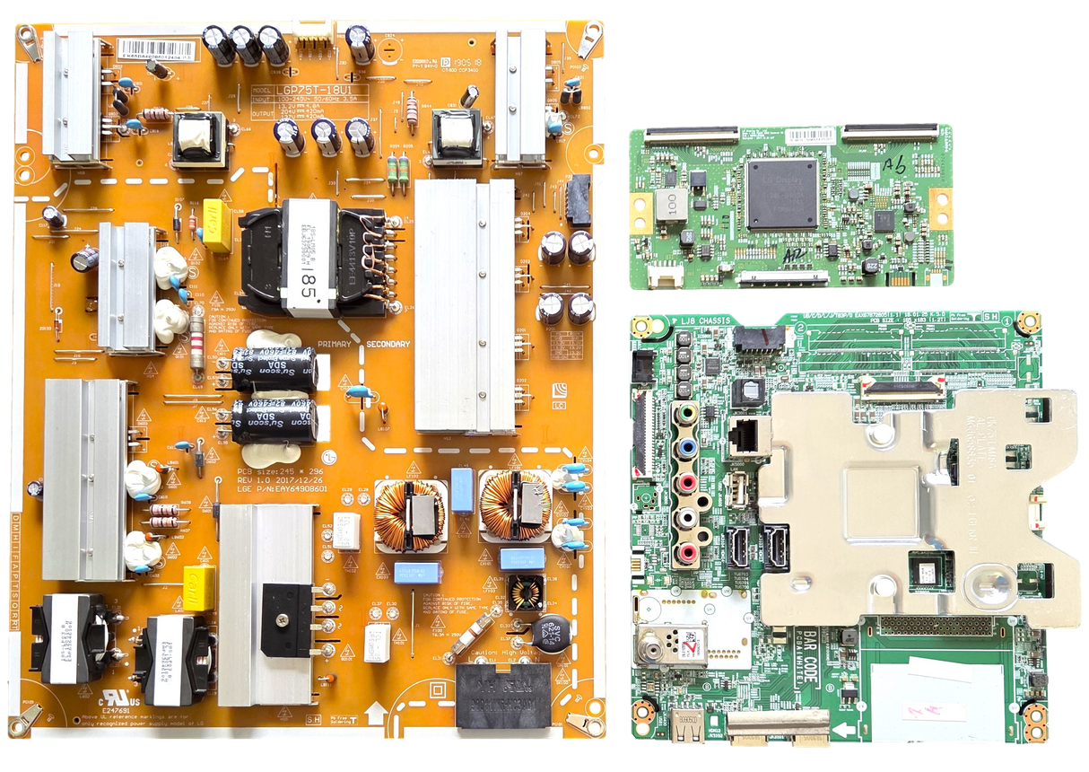 75UK6570PUB LG TV Repair Parts Kit, EBT65203804 Main Board, EAY64908601 Power Supply, 6871L-5496A T-Con, 75UK6570PUB AUSWLOR, 75UK6570PUB