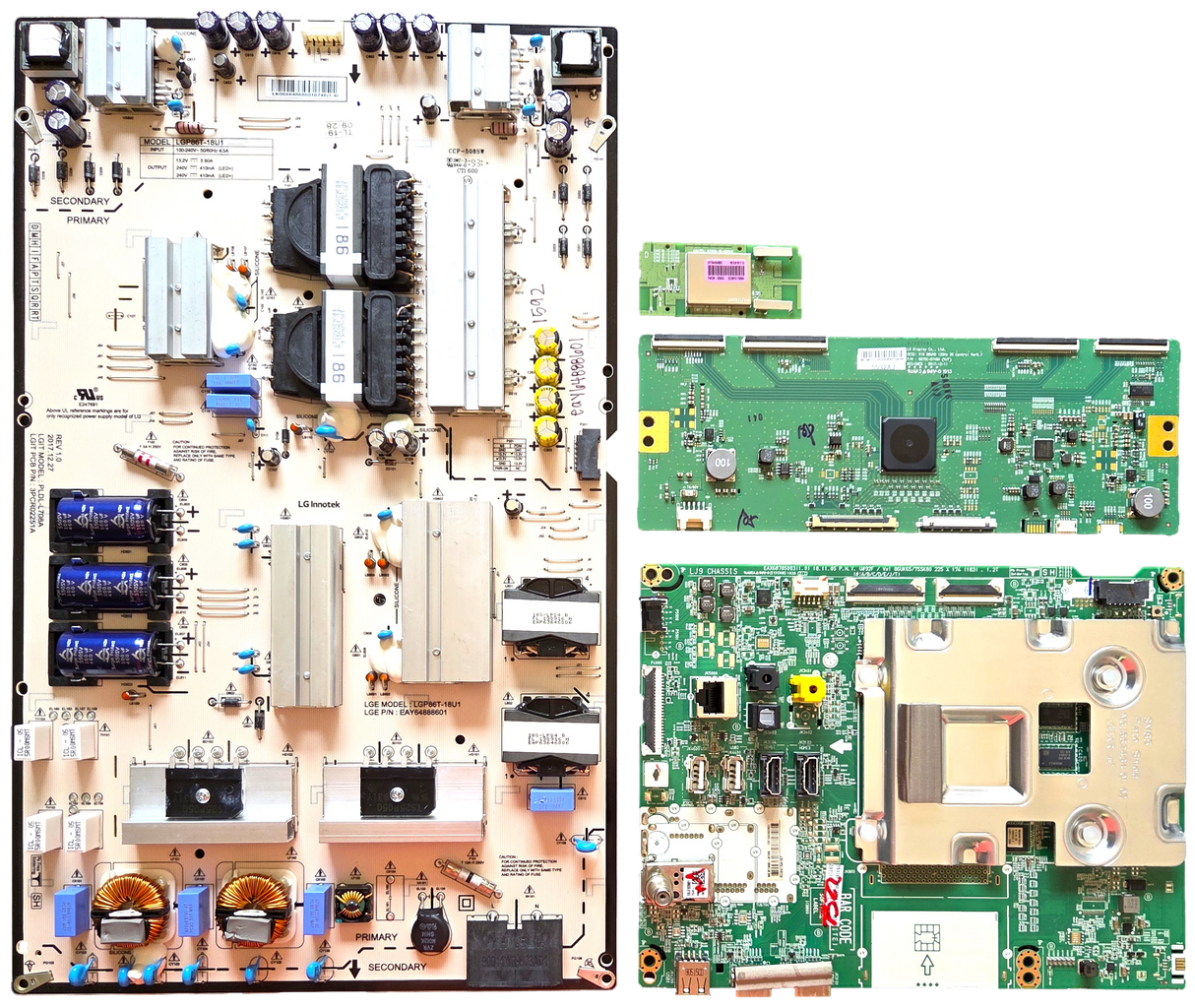 86UM8070AUB LG TV Repair Parts Kit, EBT66082704 Main Board, EAY64888601 Power Supply, 6871L-5532A T-Con, EAT64454802 Wifi, 86UM8070AUB AUSYLJR, 86UM8070AUB