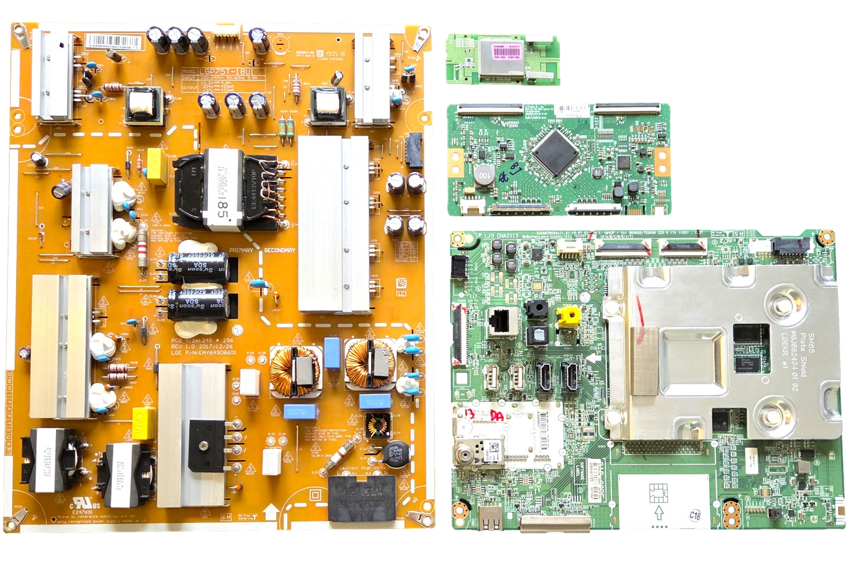 75UM8070PUA LG TV Repair Parts Kit, EBT66218001 Main Board, EAY64908601 Power Supply, 6871L-1771A T-Con, EAT64454802 Wifi, 75UM8070PUA.AUSYLOR, 75UM8070PUA