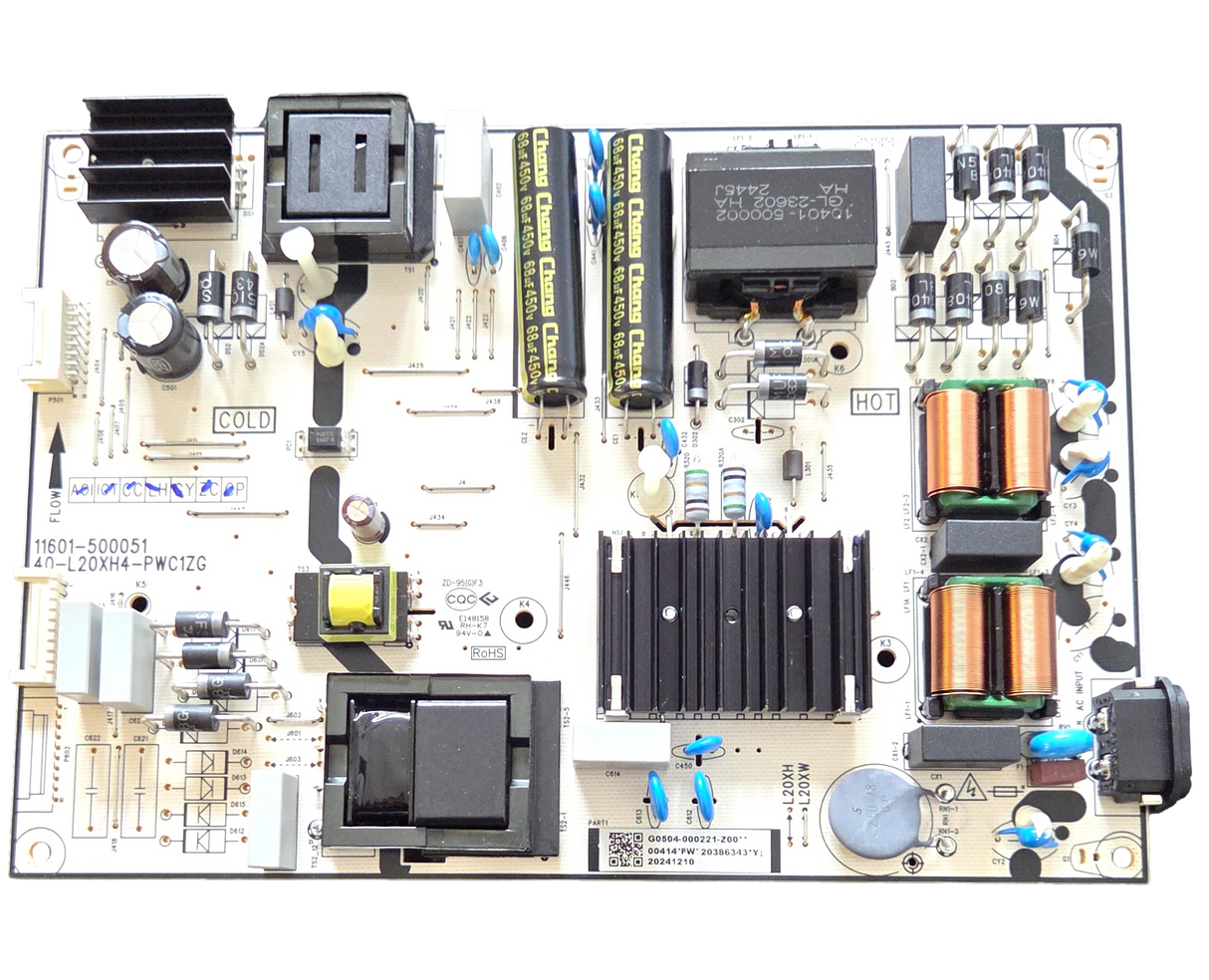 G0504-000221 TCL Power Supply, G0504-000221-Z00, 11601-500051, 40-L20XH4-PWC1ZG, 75S551F