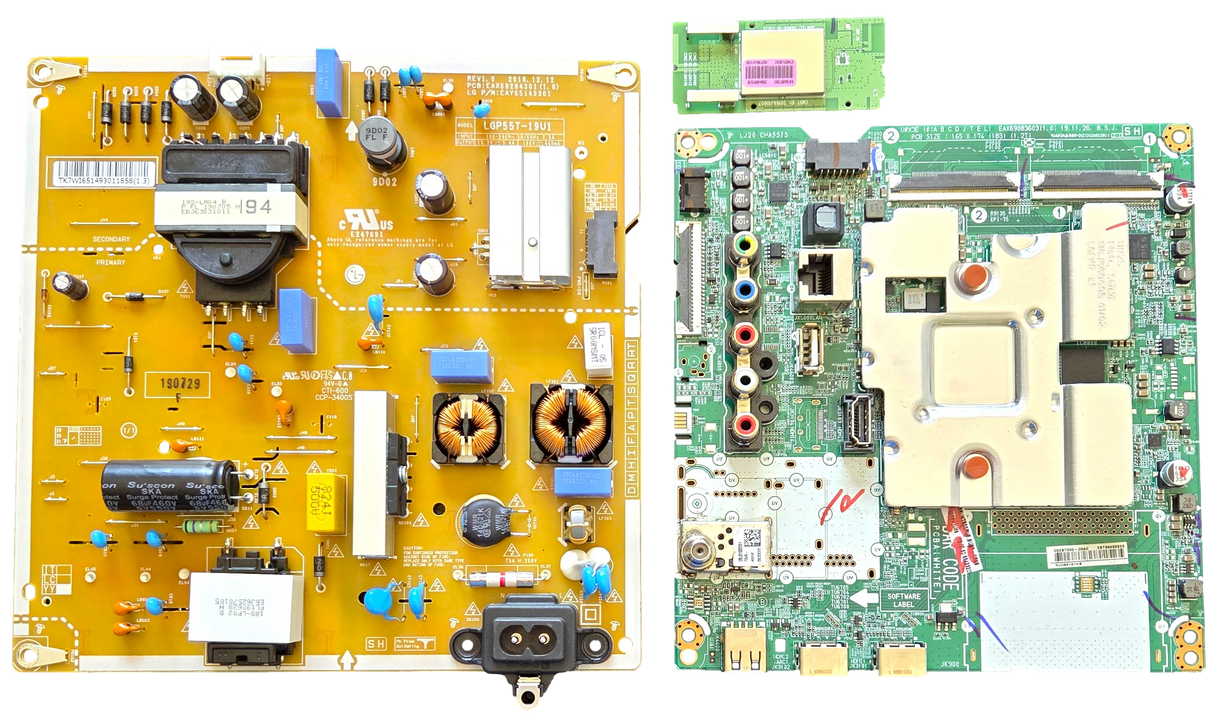 55UN7300PUF LG TV Repair Parts Kit, EBT66433202 Main Board, EAY65149301 Power Supply, EAT64897302 Wifi, 55UN7300PUF BUSFLKR, 55UN7300PUF