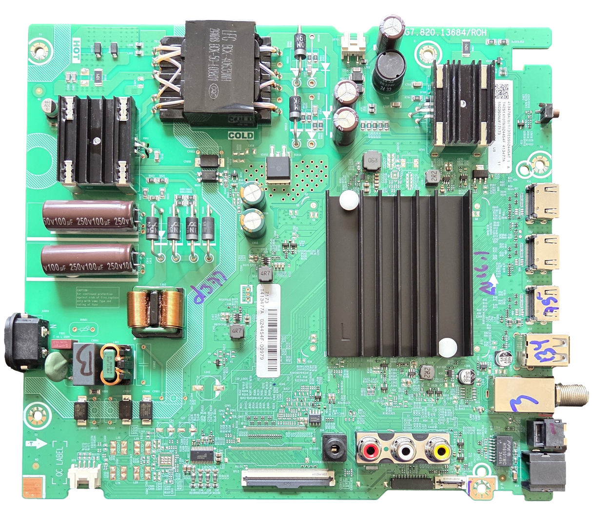 413478 Toshiba Main /Power Supply Board, 413477 , RSAG7.820.13684/ROH , 55C350NU