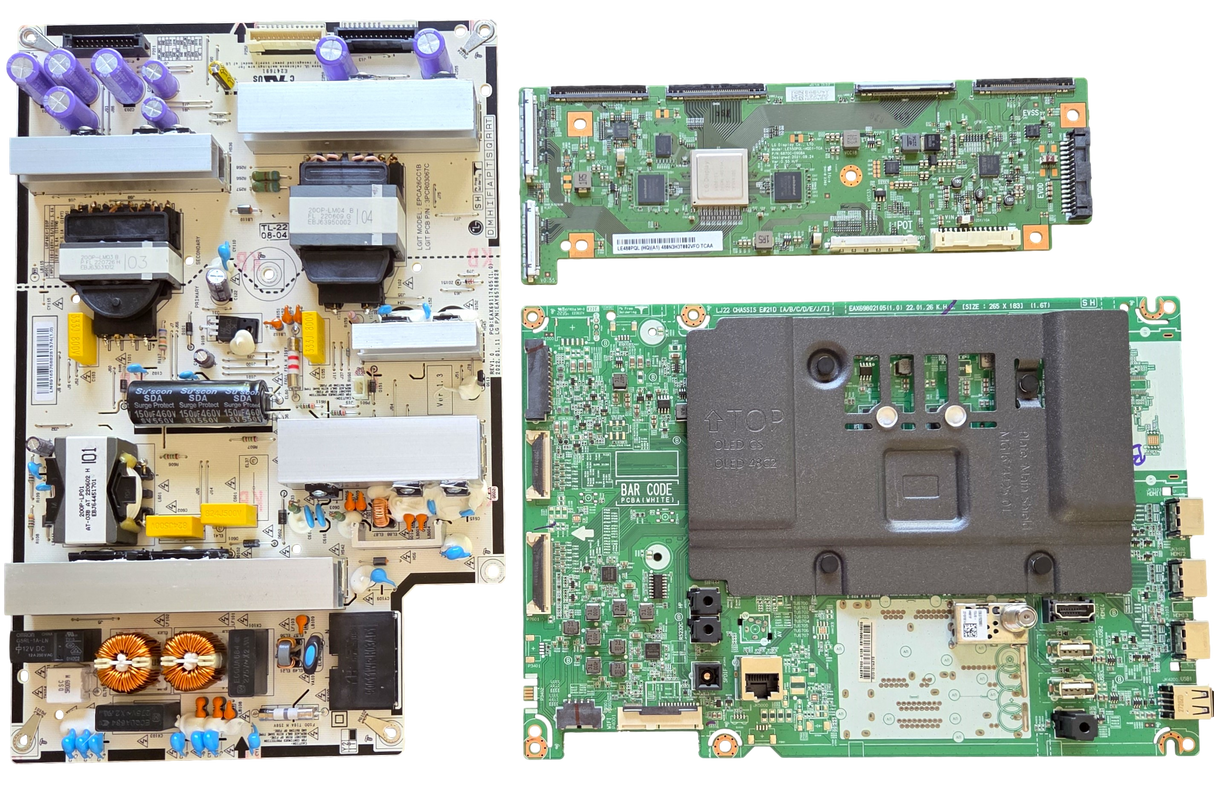 OLED48C2AUA LG TV Repair Parts Kit, EBT66915005 Main Board, EAY65768828 Power Supply, 6871L-6934A T-Con, OLED48C2PUA, OLED48C2AUA