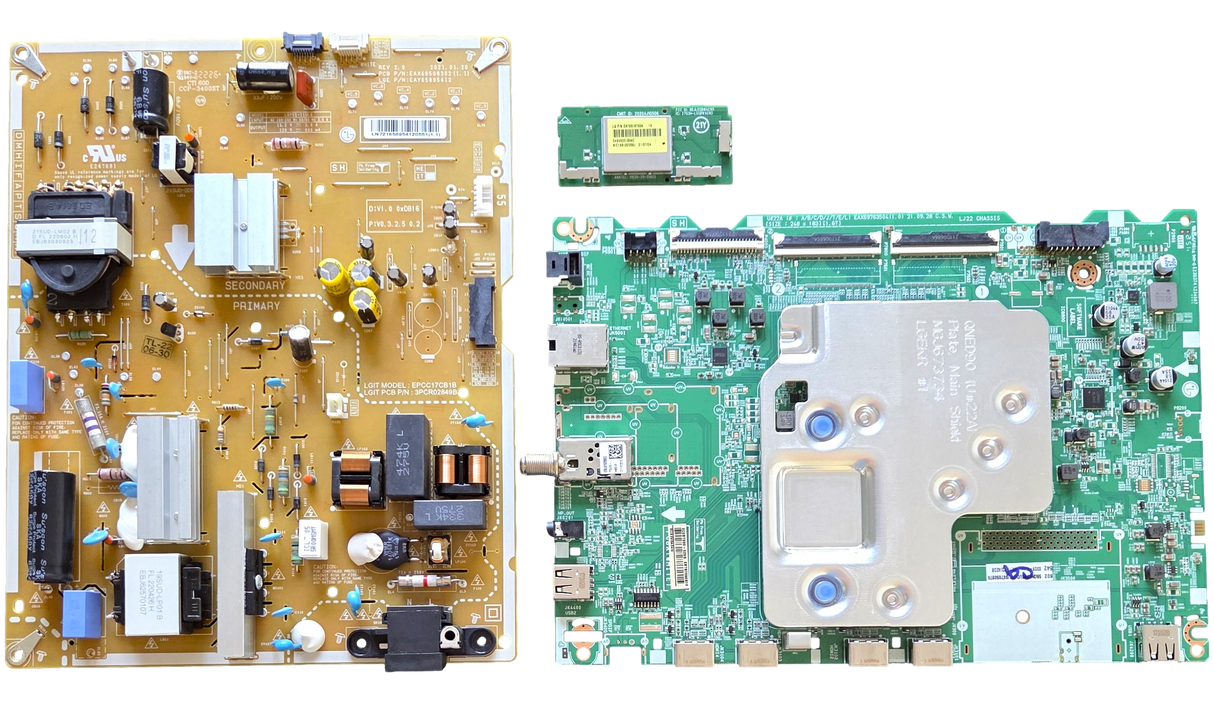 55QNED80UQA LG TV Repair Parts Kit, EBT67050976 Main Board, EAY65895412 Power Supply, EAT65167004 Wifi, 55QNED80UQA BUSFLJR, 55QNED80UQA