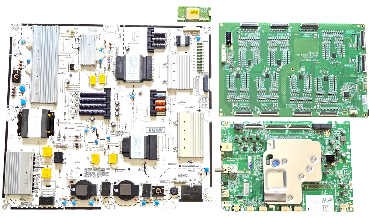 75QNED85AQA LG TV Repair Parts Kit, EBT67200501 Main Board, EAY65904111 Power Supply, EBR35451201 LED Driver, EAT65167004 Wifi, 75QNED85AQA BUSGLJR, 75QNED85AQA
