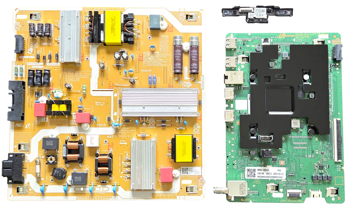 QN55Q60DAFXZA Samsung TV Repair Parts Kit, BN94-18342C Main Board, BN44-01100J Power Supply, BN59-01403A Wifi, QN55Q60DAFXZA WE02, QN55Q60DAFXZA