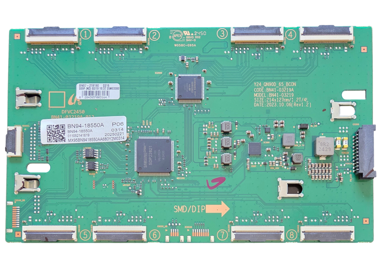 BN94-18550A Samsung T-Con, BN41-03219A, BN97-21919E, QN65QN90FAFXZA