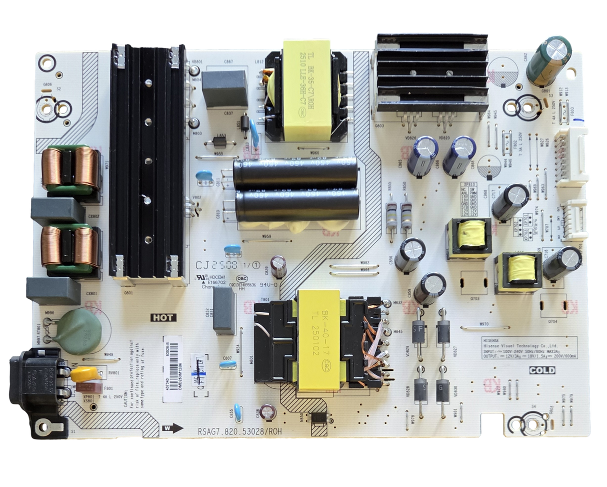 437343 Hisense Power Supply,  RSAG7.820.53028/ROH, 65N25098PH00287, 65QD6QF