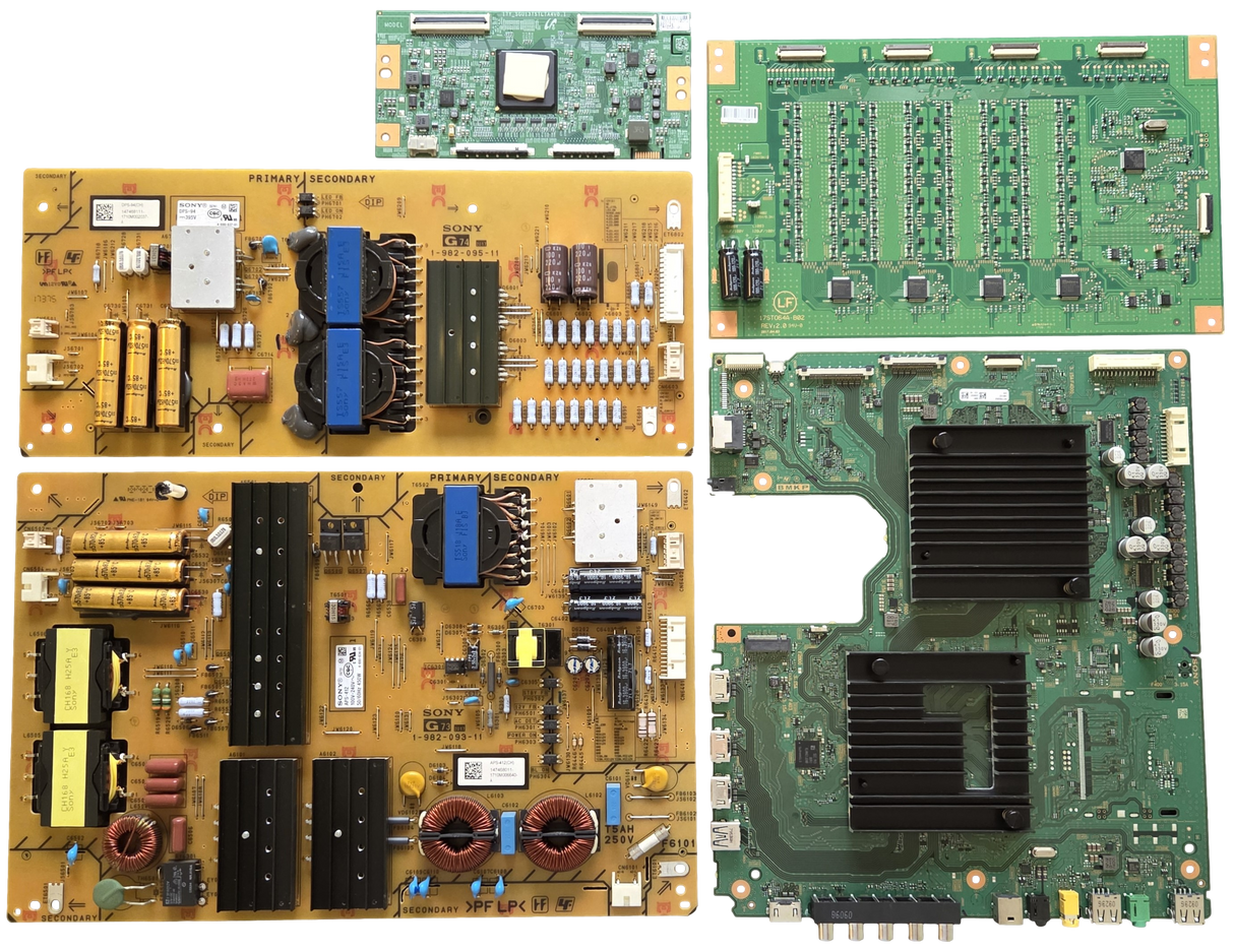 XBR-65X930E Sony TV Repair Parts Kit, A-2170-540-A Main Board, 1-474-680-11 Power Supply, 1-474-681-11 Power Supply, 1-897-095-11 T-Con, 1-897-090-11 LED Driver, XBR-65X930E