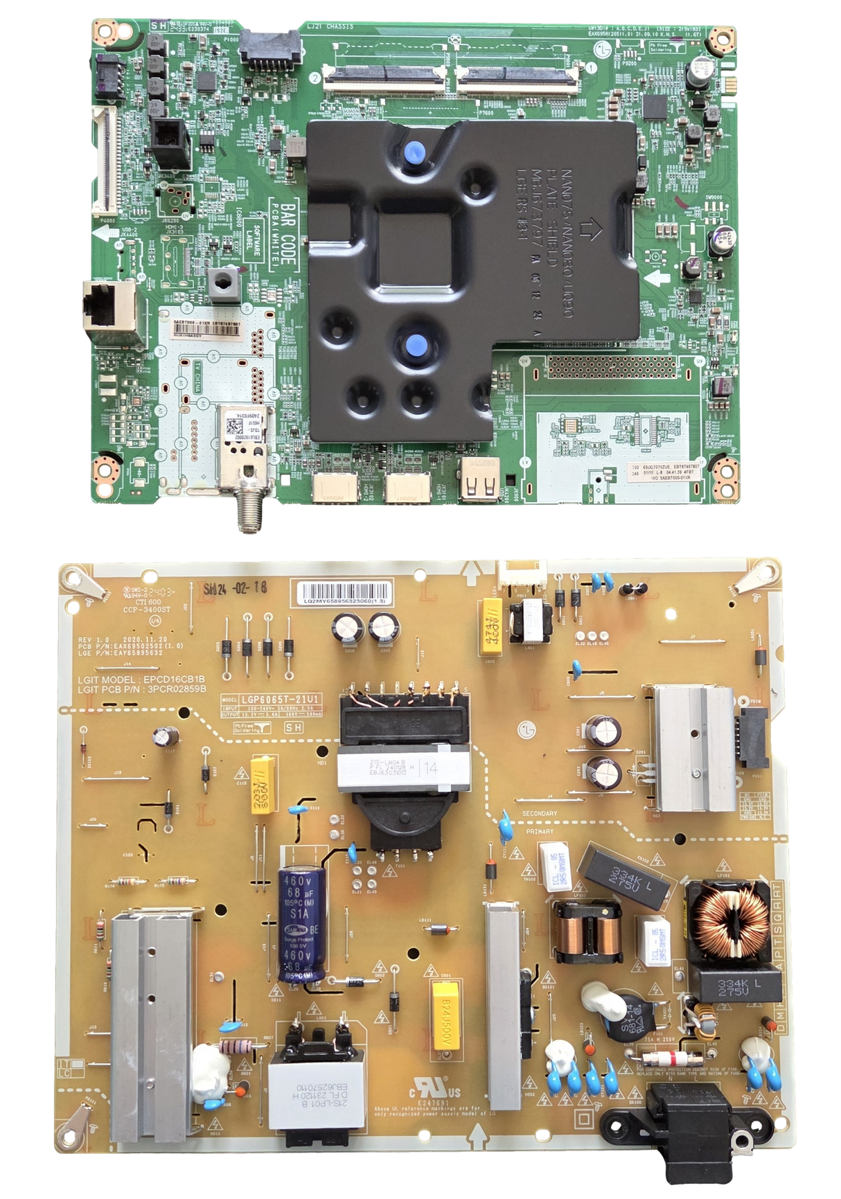 65UQ7070ZUE LG TV Repair Parts Kit, EBT67467802 / EBT67467807 Main Board, EAY65895632 Power Supply, EAT65182001 Wifi, 65UQ7070ZUE BUSULKR, 65UQ7070ZUE