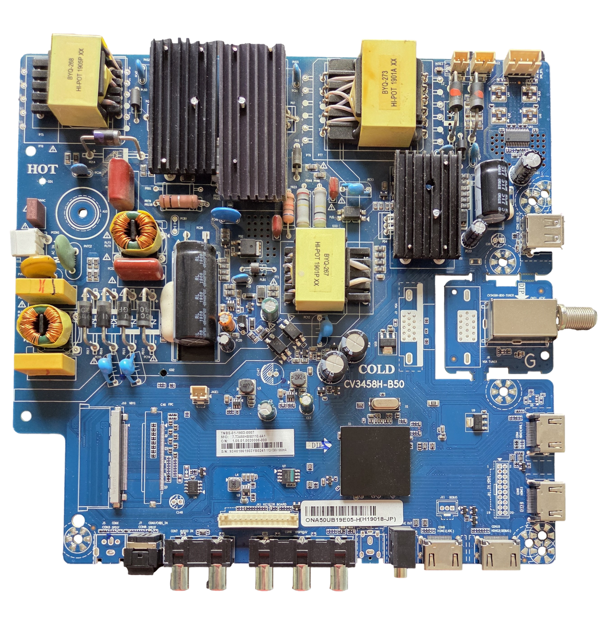 H19018-JP, Onn Main Board / Power Supply Board, CV3458H-B50, ONA50UB19E05