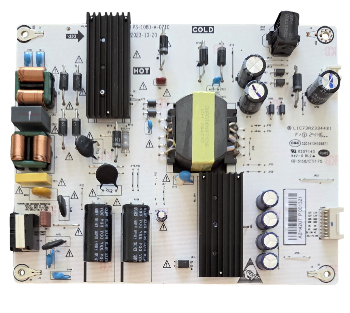 PS-108D-A-0210 Onn Power Supply, A2H42U7, 001321, 100012585