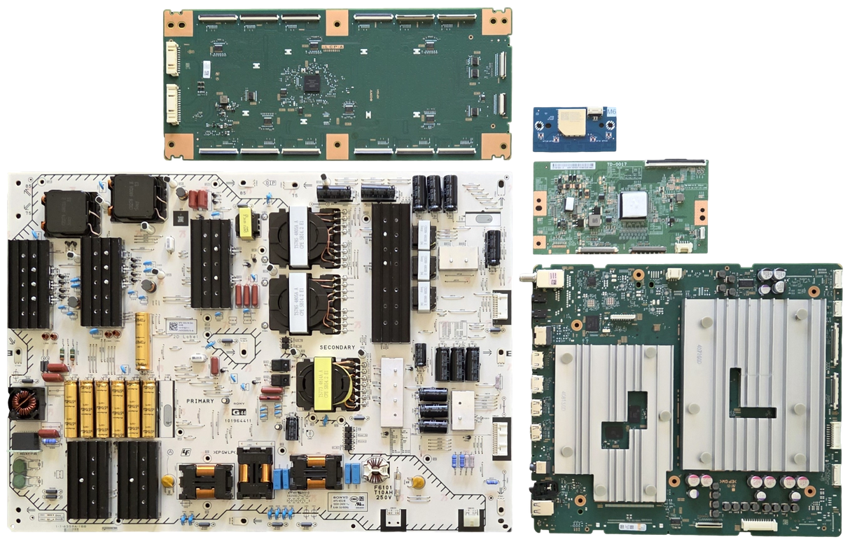 K-75XR90 Sony TV Repair Parts Kit, A-5067-970-A Main Board, 1-019-182-11 Power Supply, ST7461D04-D T-Con, A-5068-021-A LED, 1-013-126-11 Wifi, K-75XR90