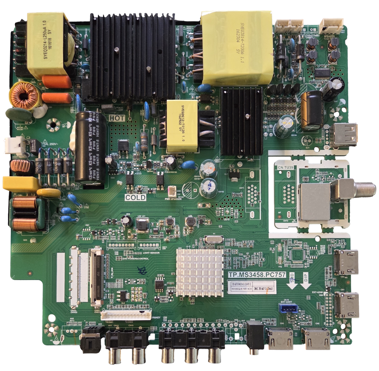 8142123342013 Proscan Main Board, TP.MS3458.PC757, T201607018A, CN.TU39, PLDED5515-B-UHD