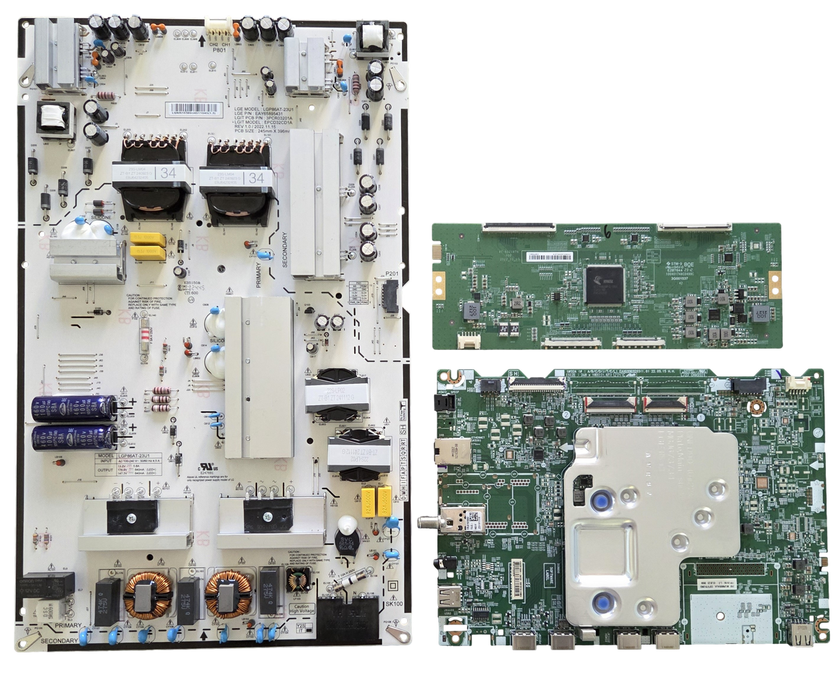 86UR8000AUA LG TV Repair Parts Kit, EBT67512902 Main Board, EAY65895431 Power Supply, 44-9772243 T-Con, 86UR8000AUA.BUSFLKR, 86UR8000AUA