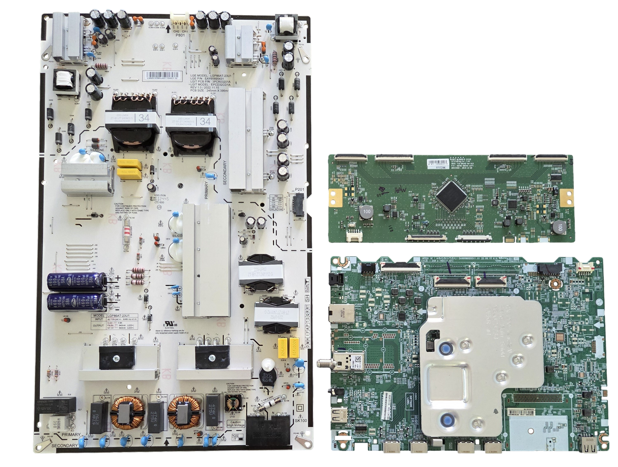 86UR8000AUA LG TV Repair Parts Kit, EBT67684003 Main Board, EAY65895431 Power Supply, 6871L-6102A T-Con, 86UR8000AUA.BUSWLKR, 86UR8000AUA