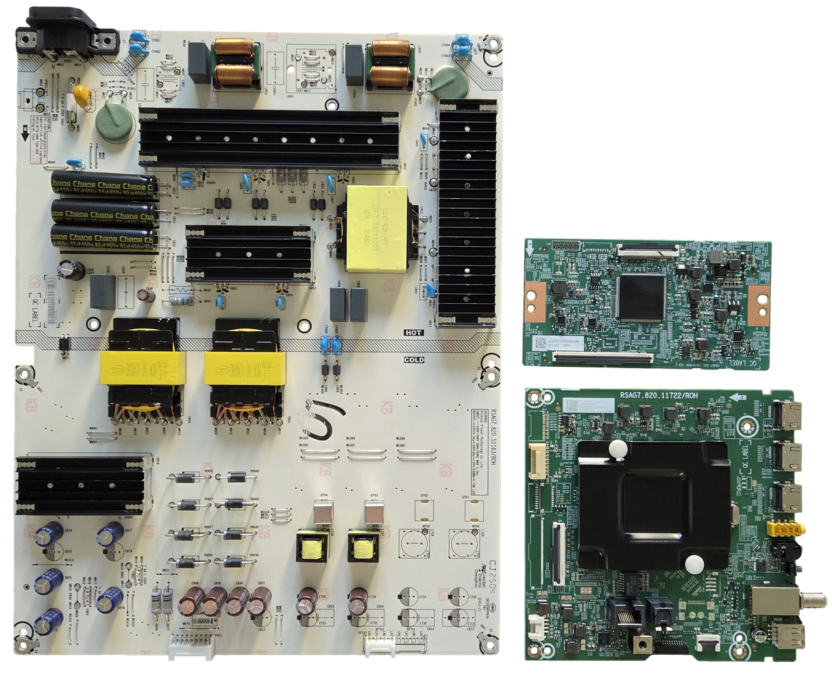 85A6NR Hisense TV Repair Parts Kit, 415880 Main Board, 416603 Power Supply, 416222 T-Con, 85A6NR
