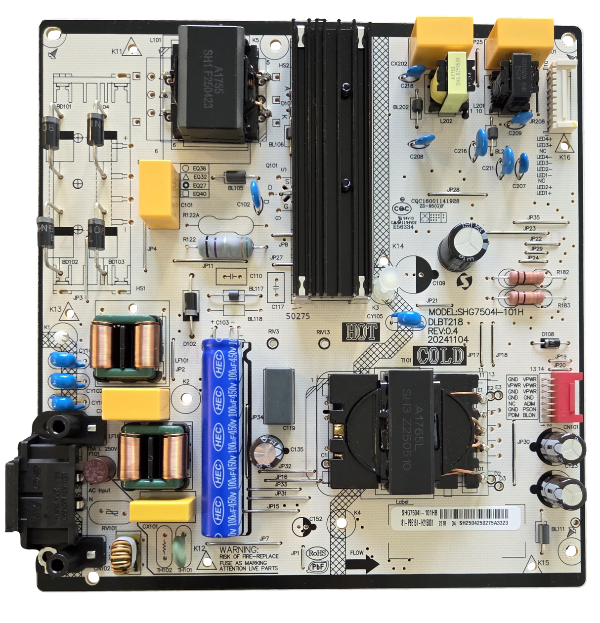 81-PBE151-H215001 Insignia Power Supply, SHG7504I-101HB, NS-75F501NA26