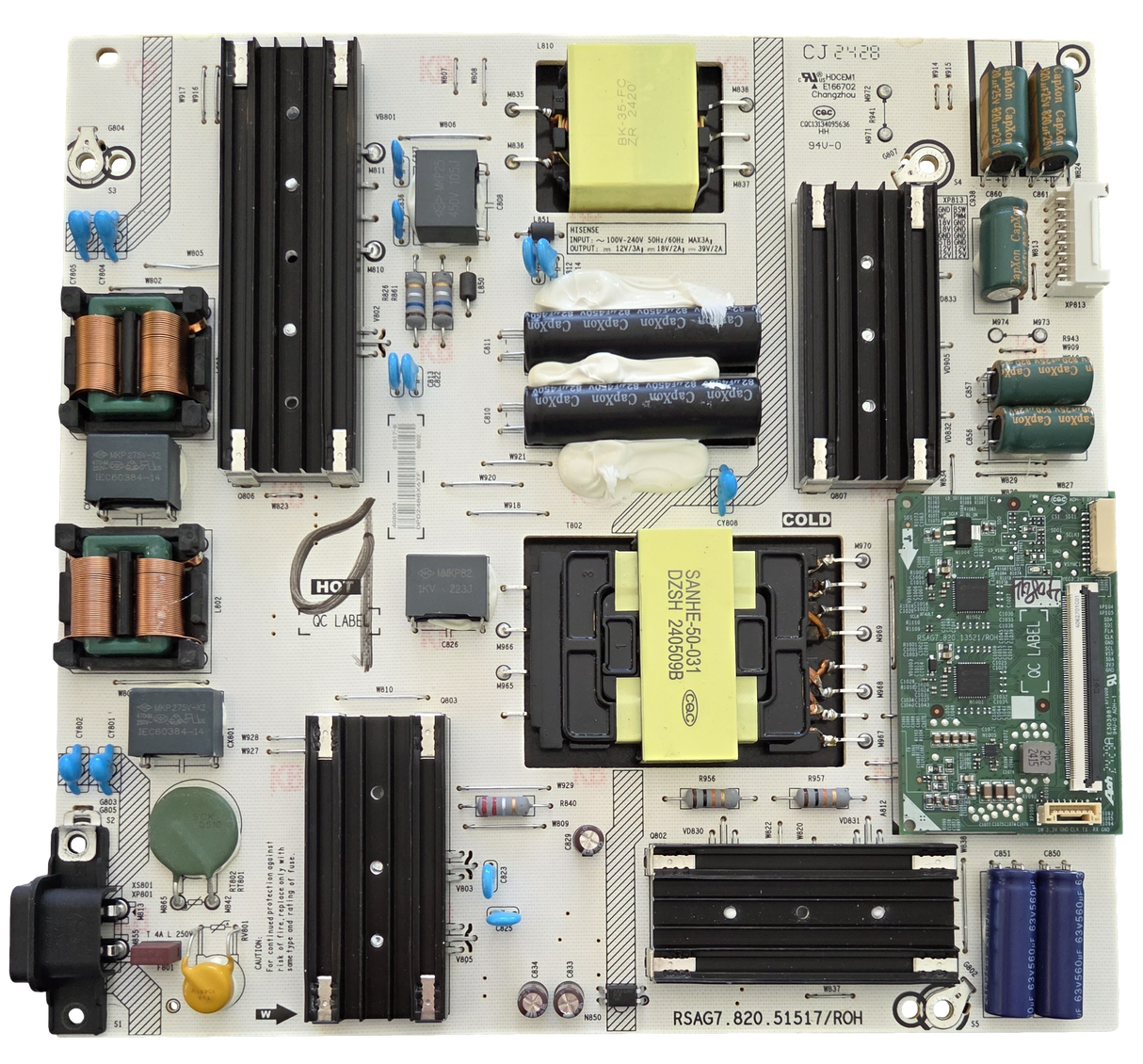 408004 Hisense Power Supply, RSAG7.820.51517/ROH, 51517-B, 55S7N