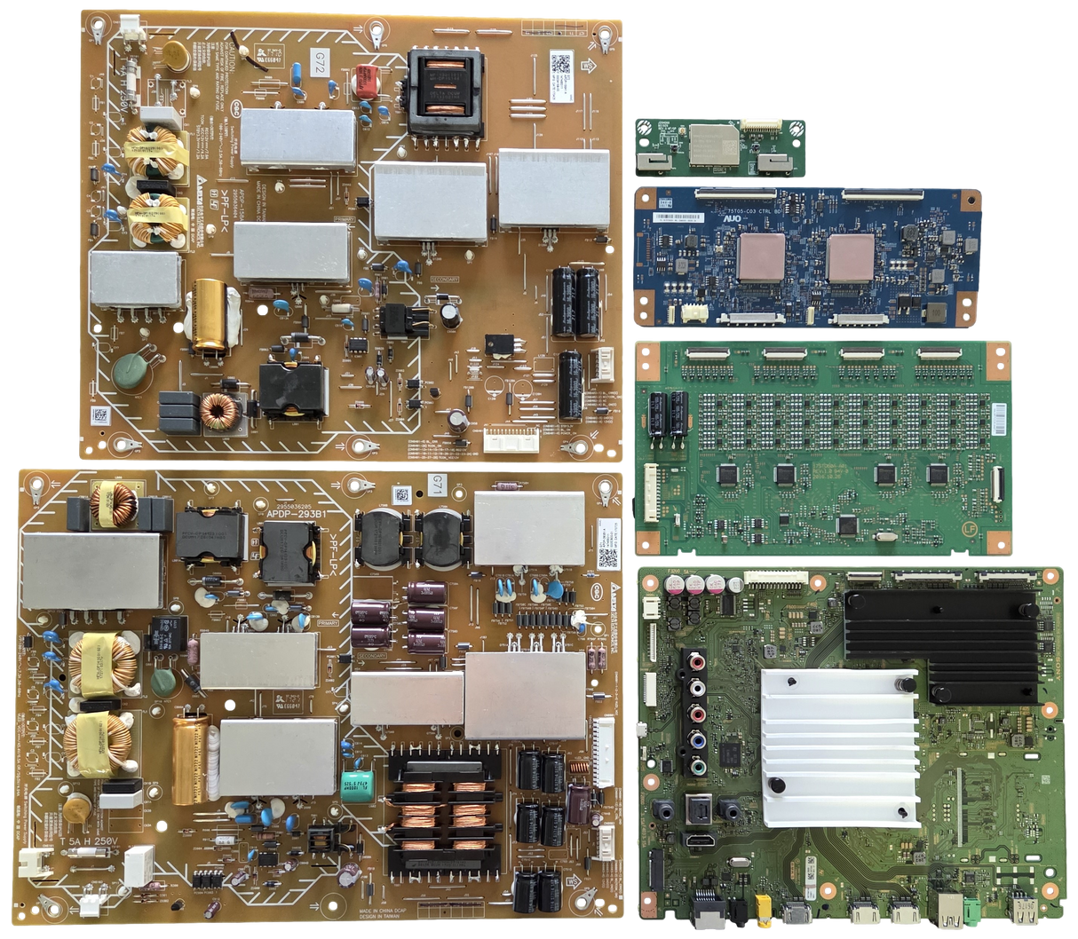 XBR-75X900E Sony TV Repair Parts Kit, A-2170-502-A Main Board, 1-474-682-11 Power Supply, 1-474-683-11 Power, 55.75T05.C03 T-Con, 1-897-158-11 LED, 1-458-966-11 Wifi, XBR-75X900E