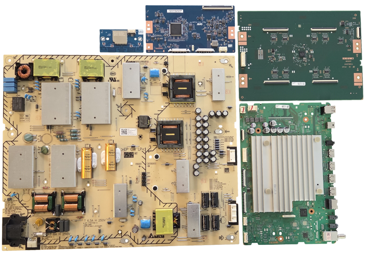 K-85XR50 Sony TV Repair Parts Kit, A-5077-527-A Main Board, 1-024-102-11 Power Supply, 1-024-431-11 T-Con, A-5077-355-A LED Driver, 1-013-126-11 Wifi, K-85XR50, K-85XR50C