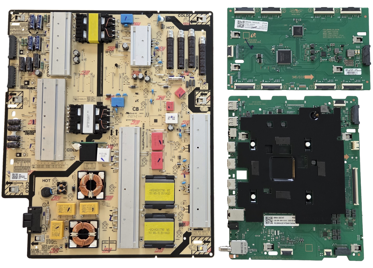 QN65QN90FAFXZA Samsung TV Repair Parts Kit, BN94-18574T Main Board, BN44-01314A Power Supply, BN94-18550A Led Driver, QN65QN90FAFXZA