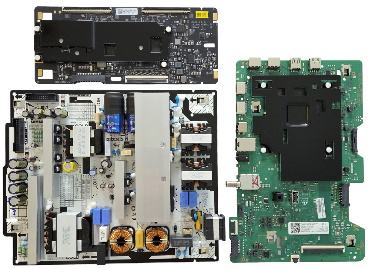 QN65S90FAFXZA Samsung TV Repair Parts Kit, BN94-18693Z Main Board, BN44-01328A Power Supply, BN96-58112C T-Con, QN65S90FAFXZA