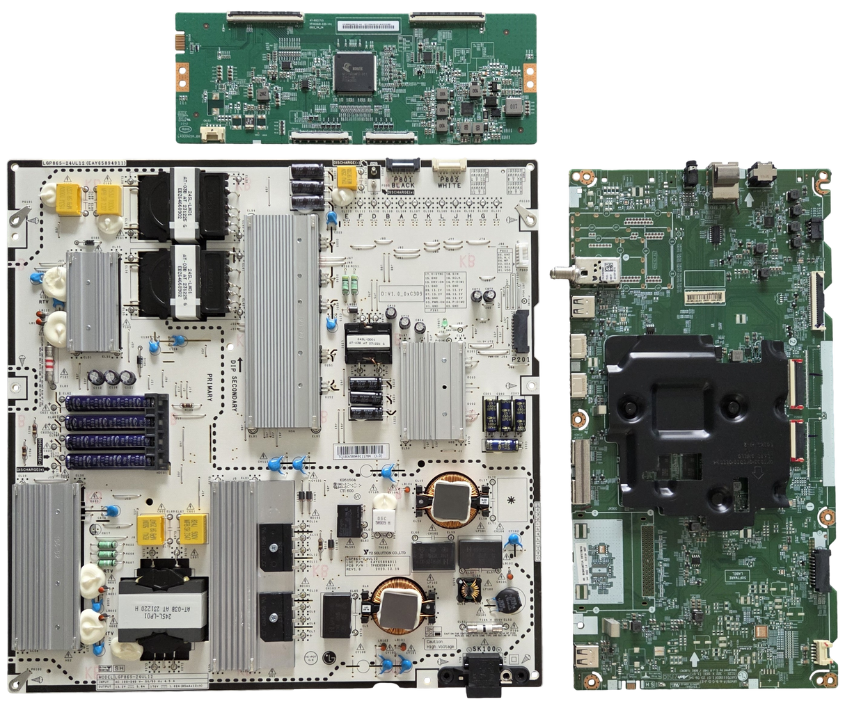86QNED85TUA LG TV Repair Parts Kit, EBT67796702 Main Board, EAY65894911 Power Supply, 44-9772044 T-Con, EAT65193302 Wifi, 86QNED85TUA