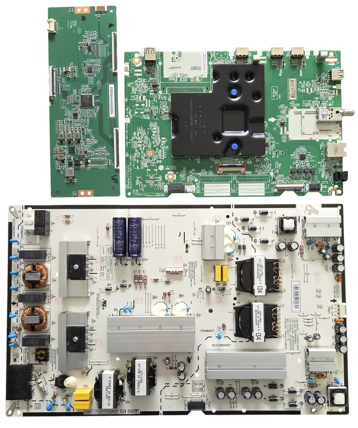 86UT7590PUA LG TV Repair Parts Kit, EBT67926802 Main Board, EAY65895431 Power Supply, HF860QUBF2D T-Con, 86UT7590PUA BUSFLKR, 86TU7590PUA