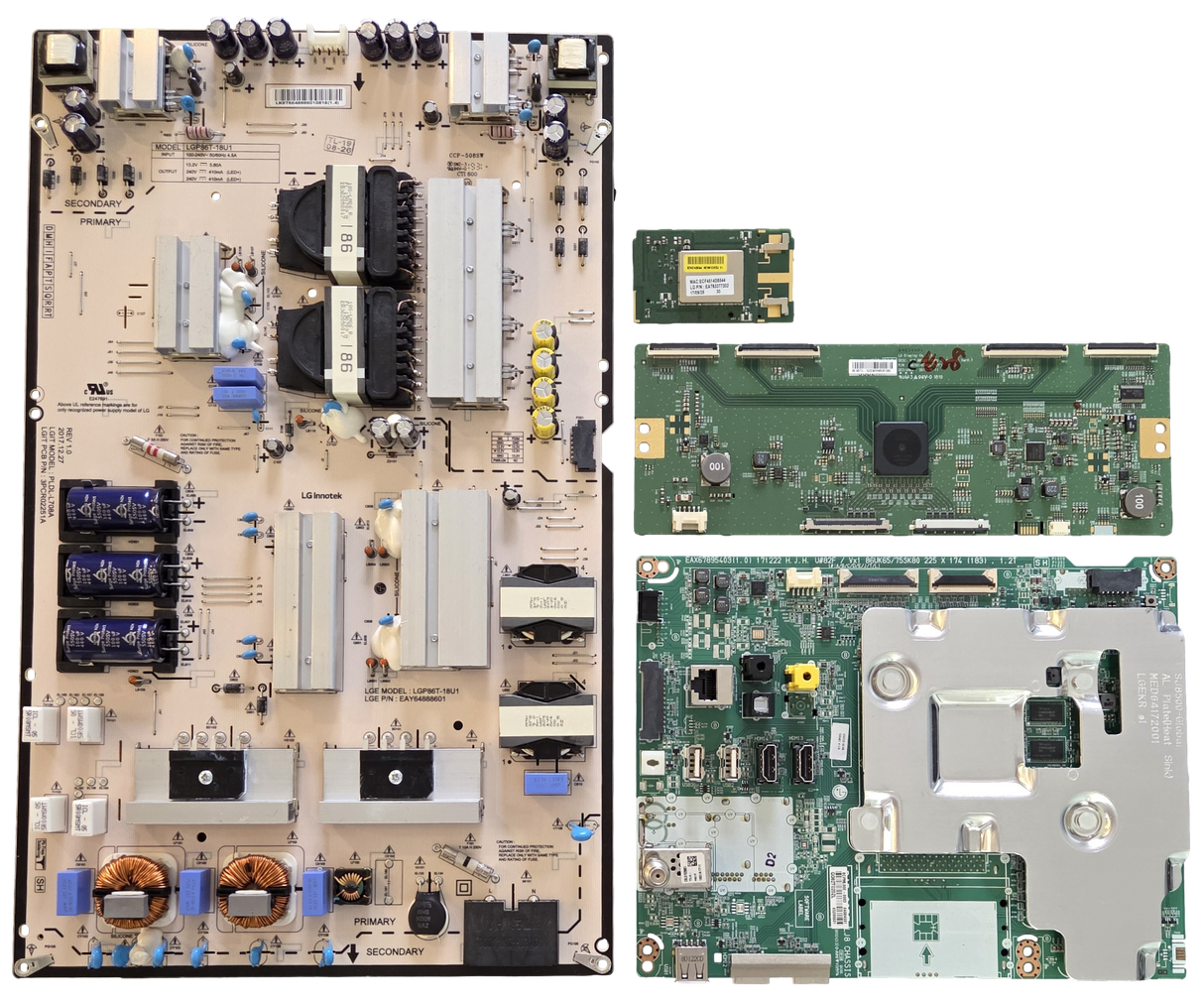 86UK6570PUB LG TV Repair Parts Kit, EBT65200613 Main Board, EAY64888601 Power Supply, 6871L-5532A T-Con, EAT63377302 Wifi, 86UK6570PUB.AUSWLJR, 86UK6570PUB