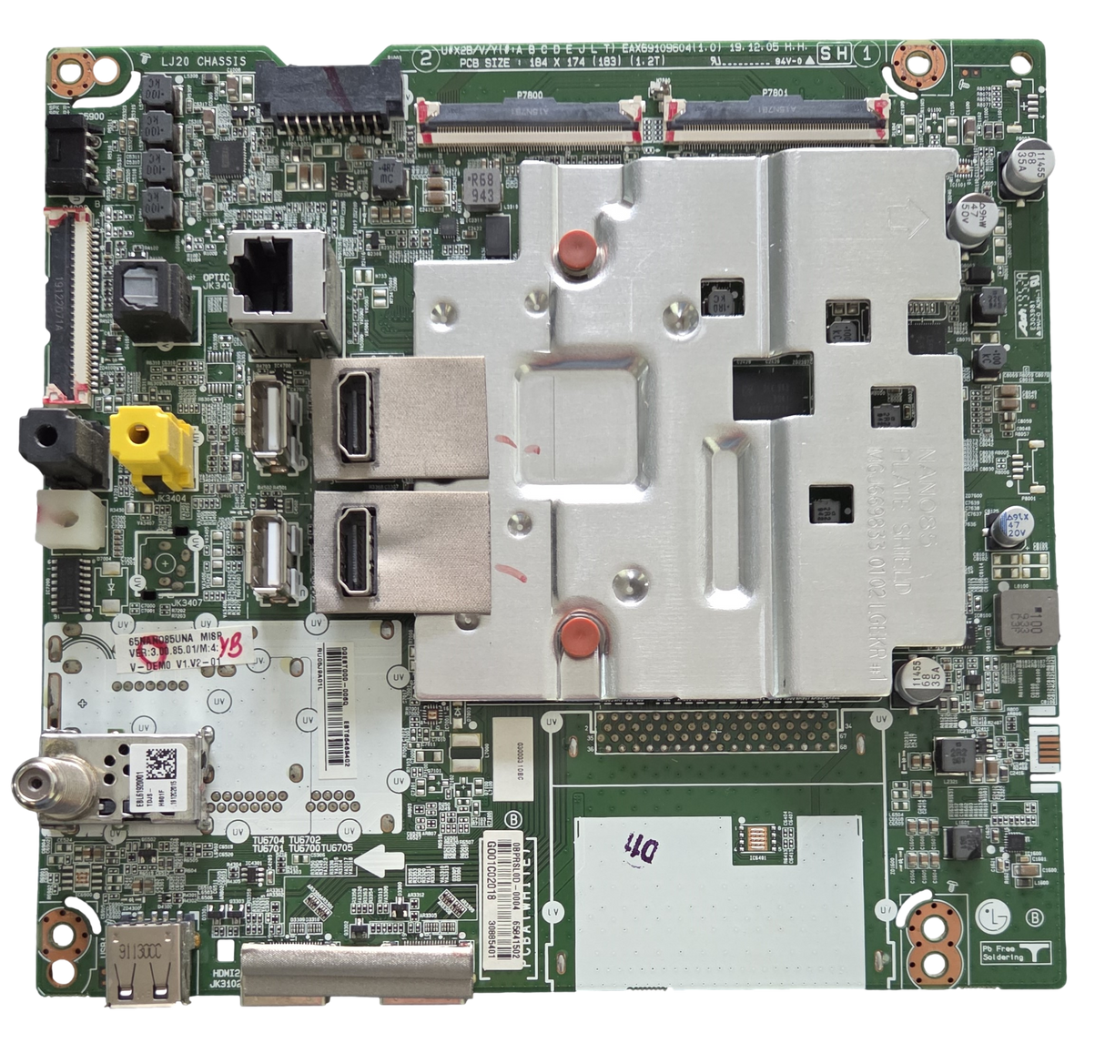 EBT66463402 LG Main Board, EAX69109604(1.0), 65NANO85UNA.BUSWLOR, 65NANO85UNA