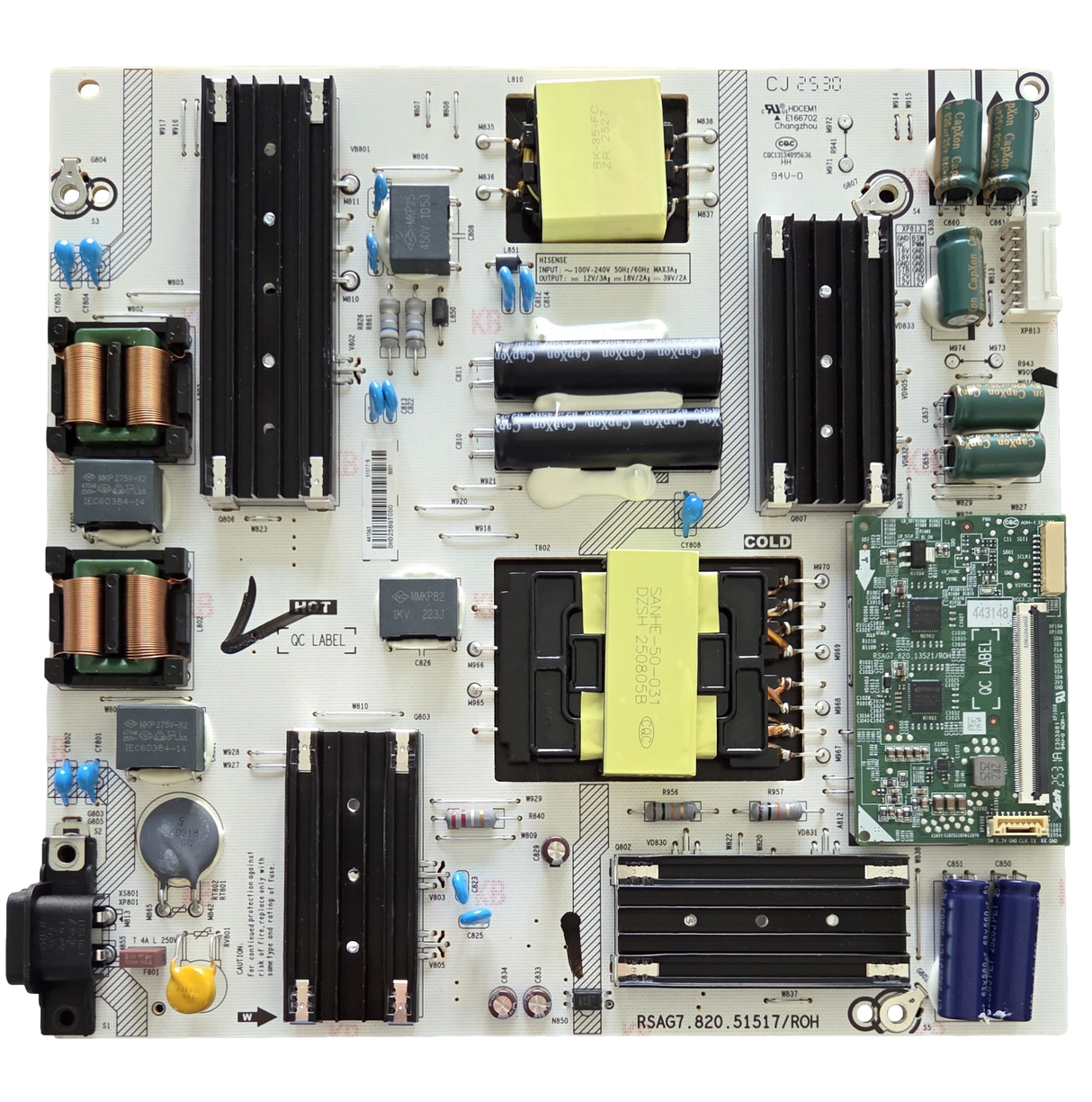 441063 Hisense Power Board, RSAG7.820.51517/ROH, 55N25266EH00716, 55S7N