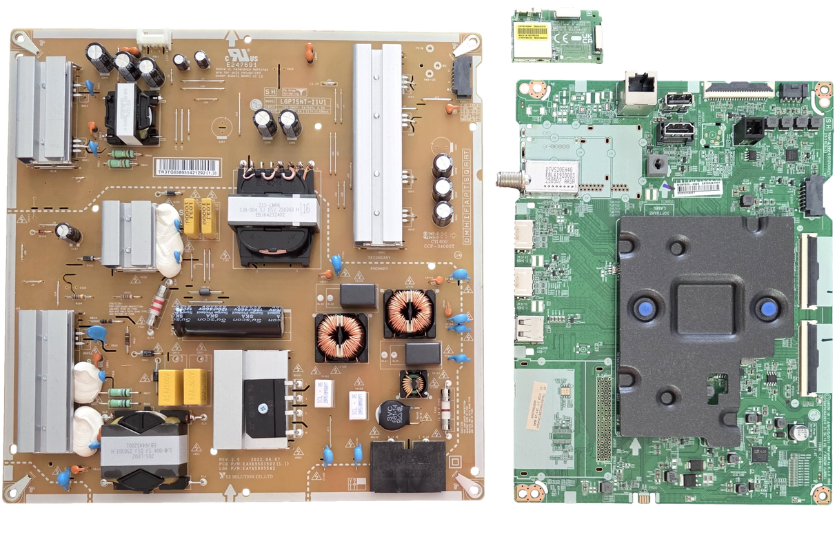 75QNED70AUC LG TV Repair Parts Kit, EBT30247201 Main Board, EAY65895542 Power Supply, EAT65193304 Wifi, 75QNED70AUC.BUSFLKR, 75QNED70AUC