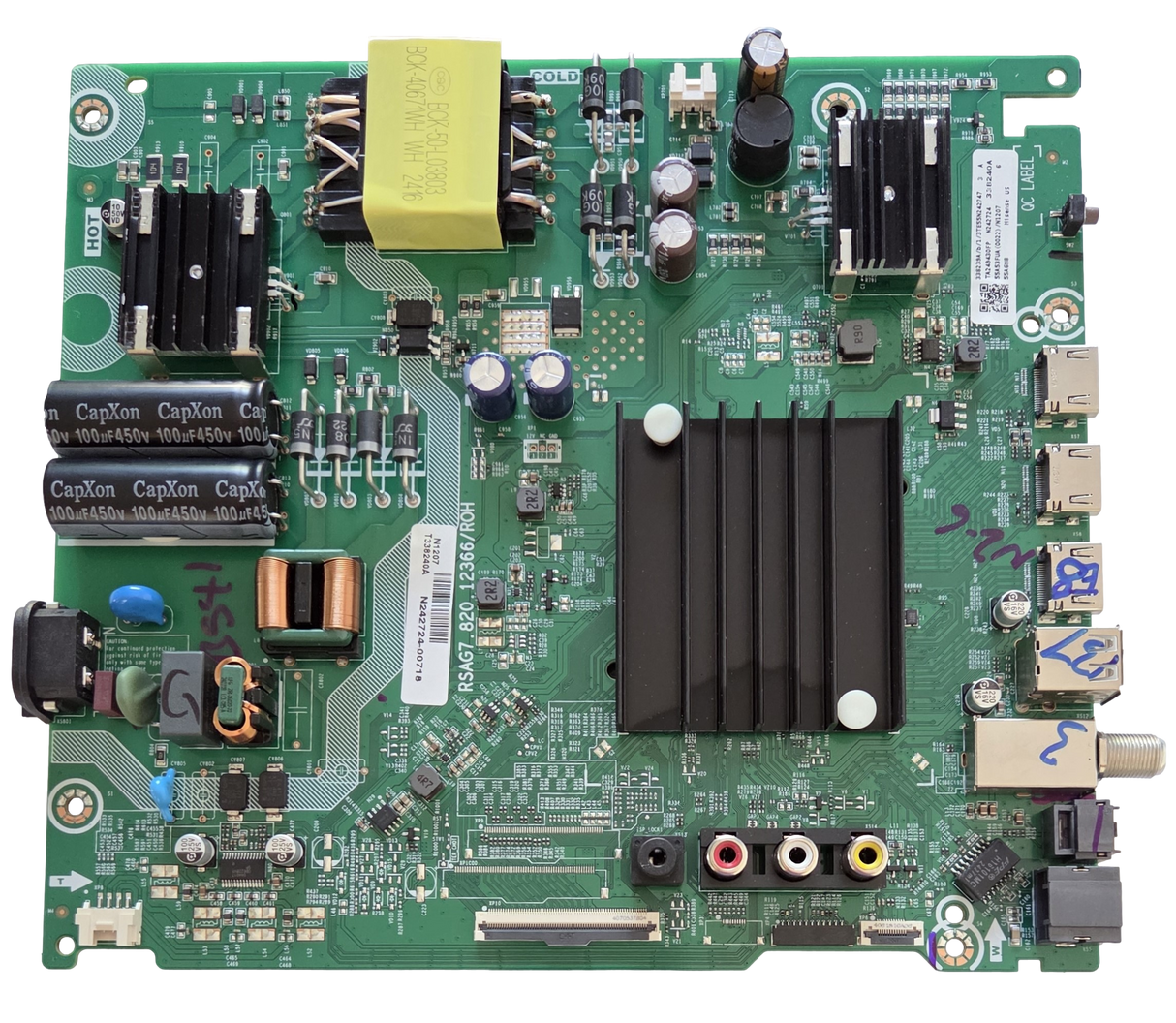 338239 Hisense Main Board/Power Supply, T338240A, 338240A, RSAG7.820.12366/ROH, N242724, 55A6H8, 55A53FUA