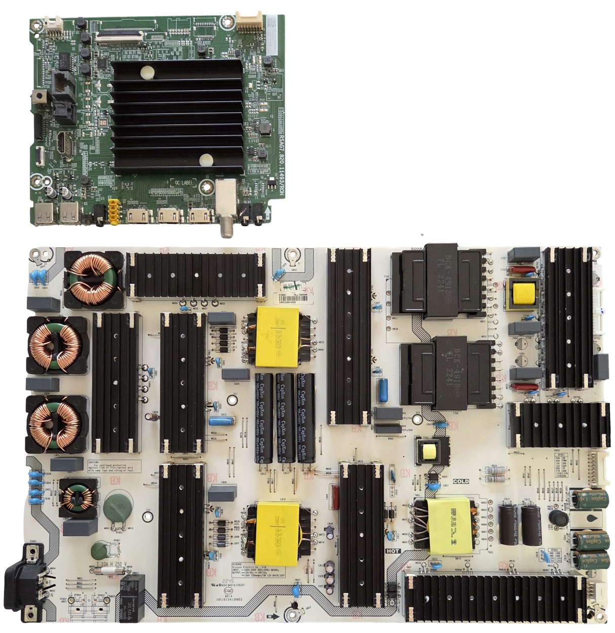 85A7H Hisense TV Repair Parts Kit, 326972 / 321251 Main Board, 315841 Power Supply, 85A7H